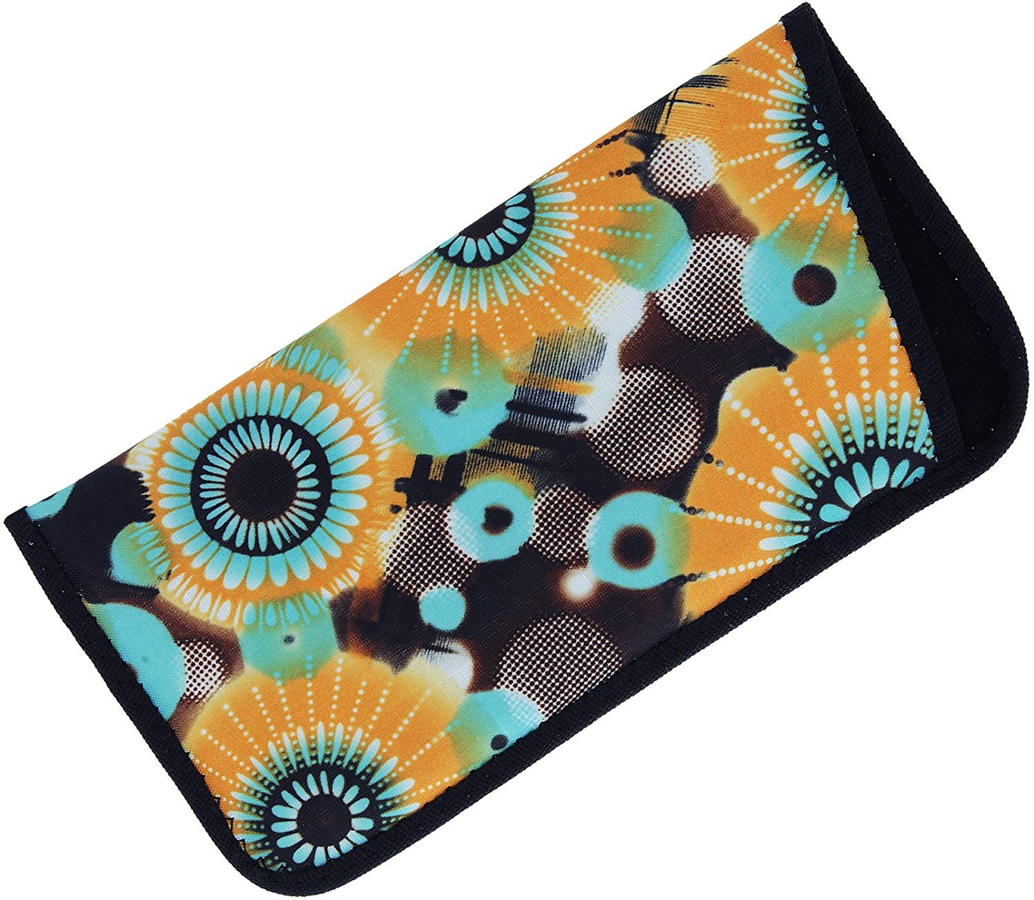 Soft Slip In Eyeglass Case For Women, Colorful Daisy Design In Orange