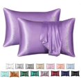 thumbnail image 1 of Paquete de 2 fundas de almohada de seda, 100 % seda morera para cabello y piel, con un grosor de 2 hilos, Zekai, 20 x 30, color morado., 1 of 1