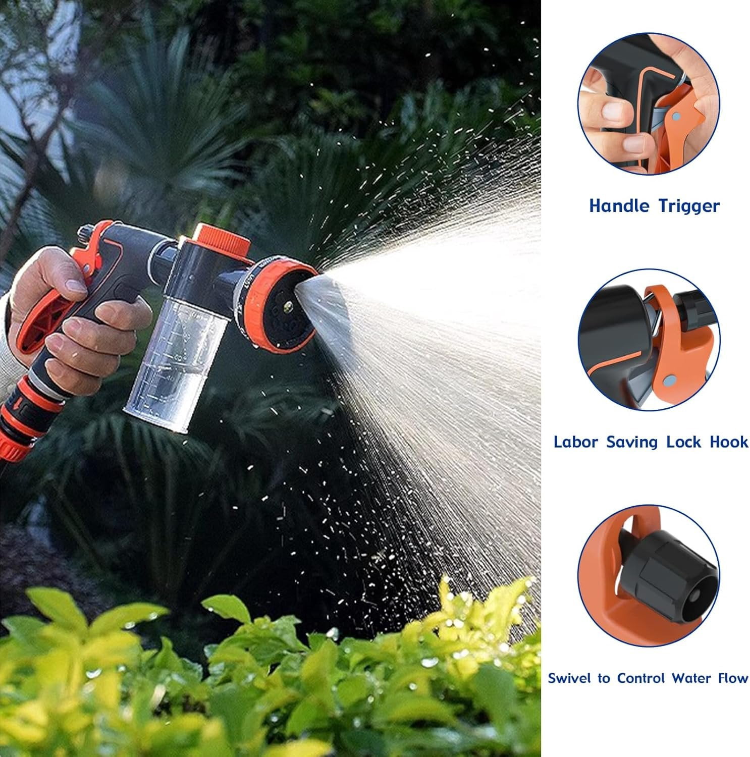 Pet  Wash Sprayer Shampoo & Soap Dispenser, Hose Nozzle for Indoor/Outdoor Use with 3/4' GHT Male x 1/2' NPT Male Connector,  Wash Hose Attachment for Pet Bathing, Watering,  Washing