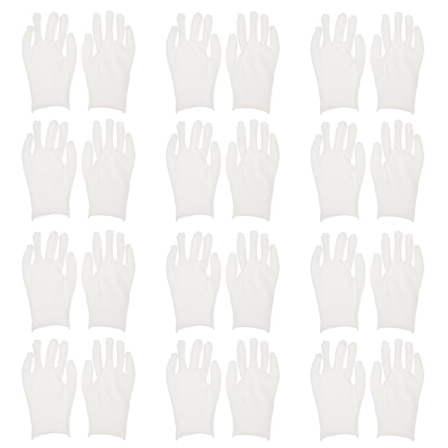 12 pares de guantes de algodón blancos resistentes al desgaste, en una bolsa, guantes de trabajo de etiqueta (tipo engrosado, talla L)