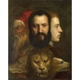 thumbnail image 2 of Titian 12x14 Black Ornate Wood Framed with Double Matting Museum Art Print Titled - An Allegory of Prudence , 2 of 4