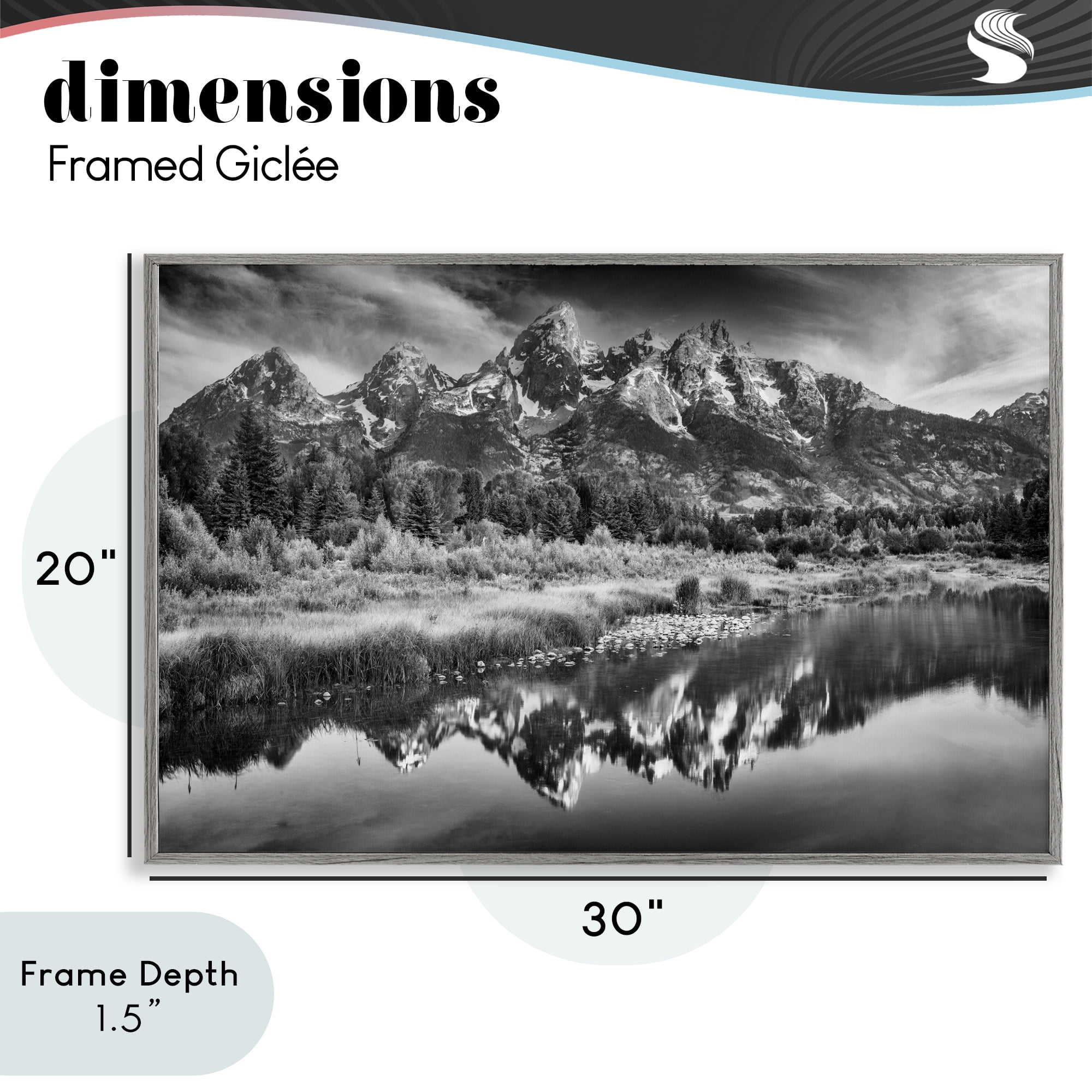Stupell Industries Teton Mountain Reflections Gray Framed Giclee Art, design by Rick Berk