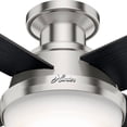 thumbnail image 4 of Hunter 52 inch Indoor Ceiling Fan with LED Light and Remote Control - Modern Ceiling Fan, Low Profile Mount, 4 Black Oak Blades, For Bedroom, Living Room, or Kitchen - Dempsey 59241, Brushed Nickel, 4 of 16