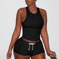 thumbnail image 3 of REALiKUN Workout Sets for Women 2 Piece Seamless Ribbed Crop Tank High Waist Shorts Yoga Outfits Black L, 3 of 5