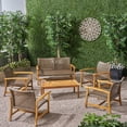 thumbnail image 2 of GDF Studio Beacher Outdoor 6 Piece Wood and Wicker Chat Set, Mixed Mocha, 2 of 9