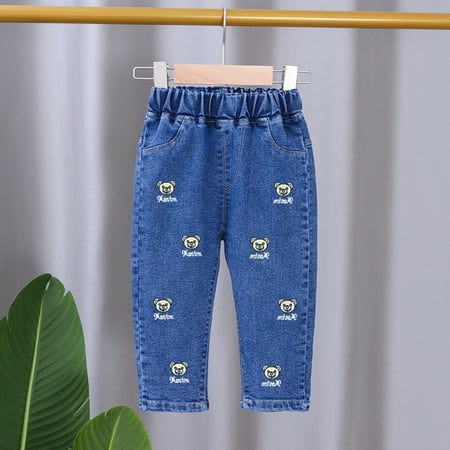 

Baby Yellow New Style Denim Spring And Autumn Loose Fit Western-Style Embroidery Toddler Pants Baby Boy Winter Clothes 100 Womens Robes Clearance Sale