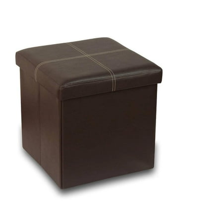 Storage Ottomans And Benches Otto & Ben 15 Inch Line Design Memory Foam Folding Storage Ottoman Bench with Faux Leather ()