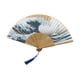 thumbnail image 2 of Abanico plegable de Kung Fu Abanico de mano plegable chino portátil estilo vintage de bambú y seda borla azul, 2 of 9