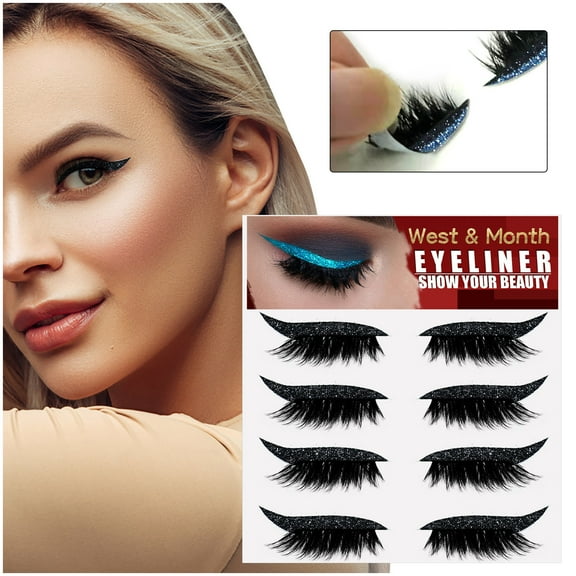 False Eyelashes Eyeliner Awwp Final Clear Out Fake Eyelash Eyeliner 2 in 1Reusable Eyeliner and Eyelash Stickers 4Pair Reusable Eyeliner Stickers Eyelashes， False Eyelashes Black Eyelashes