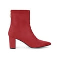 thumbnail image 3 of BLISSFUL STEP Women's Ankle Boots  Plaid Pointed Toe Block Heel Back Zipper Booties Red 6, 3 of 8