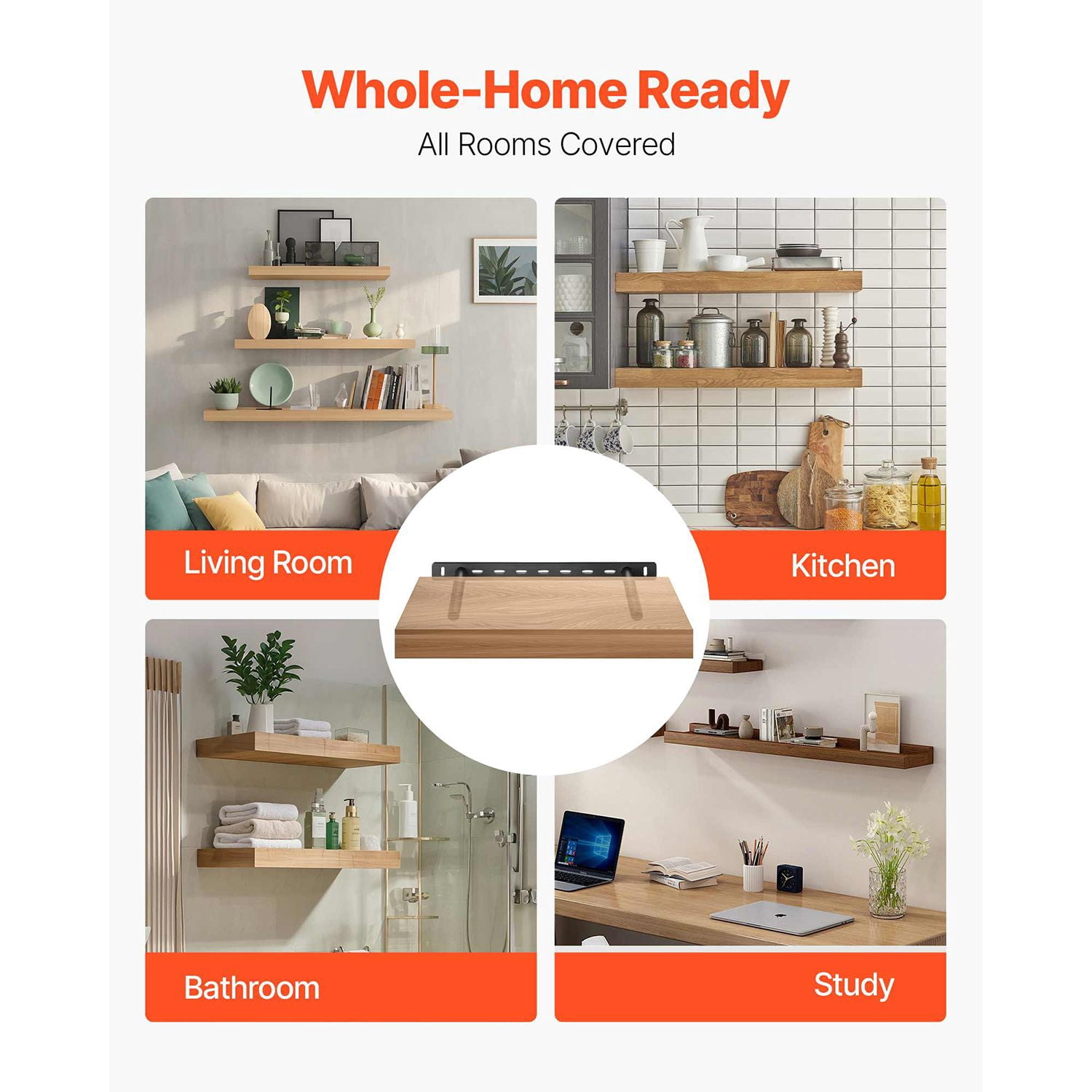 Concealed Floating Shelf Brackets 150 lbs Capacity Steel for Living Room Kitchen Bedroom