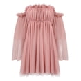 thumbnail image 3 of HJYCHN Off Shoulder Ruffle Mesh Ladies Fashion High Waist Loose Fit Casual Wedding Dress for Women Red XXXL, 3 of 5