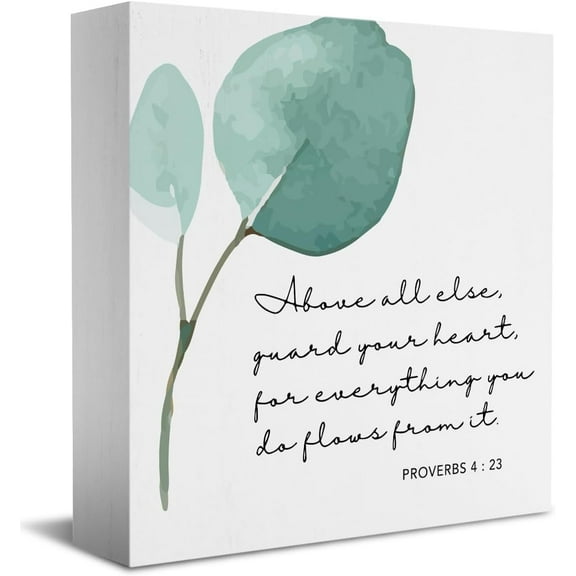 Wood Box Sign 5x5Inch Christian Art Religious Gifts Bible Verse Sign Proverbs 423 Home Room Decor Above All Else Wooden Box Farmhouse Christian Office Decor Religious Home Decor Gift For Women Men