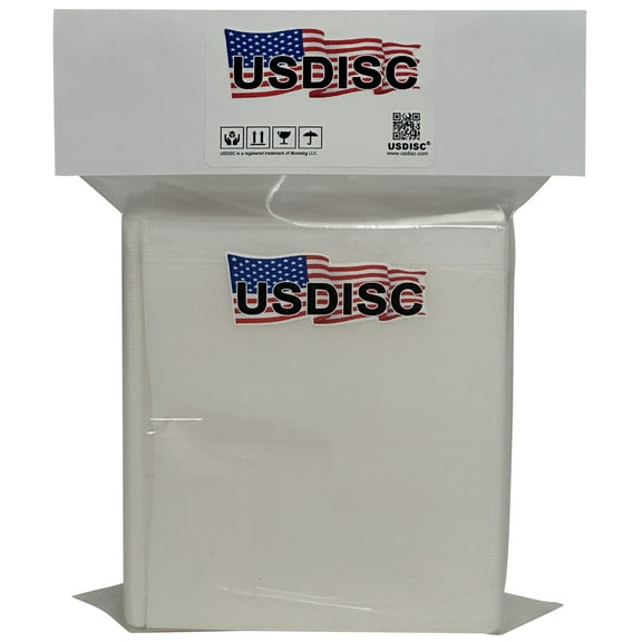 USDISC Plastic Sleeves, Binder Filing, Double-sided 2 Disc, White, Pack Of 500