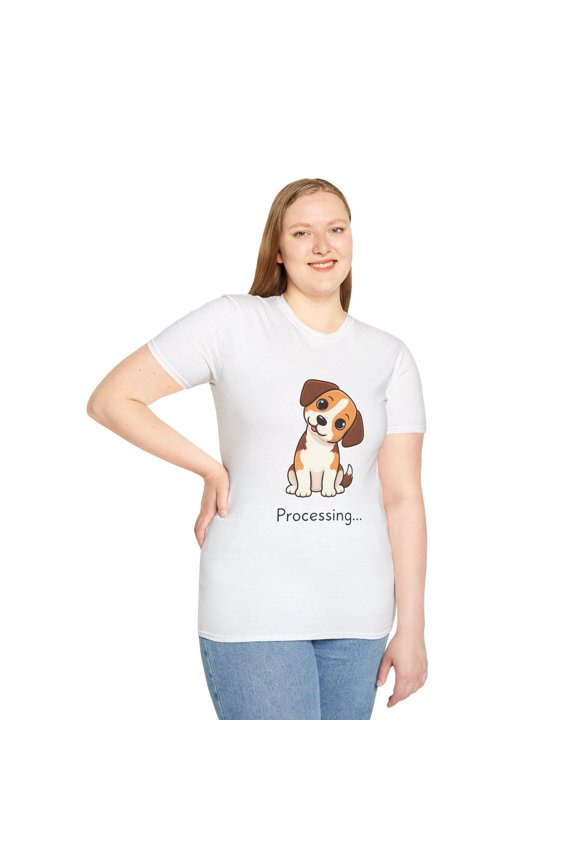 Unisex Softstyle T-Shirt Dog Humor Animal Confused Funny Tech Meme