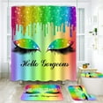 4PCS Rainbow Inspirational Quotes Shower Curtain Set, Colorful