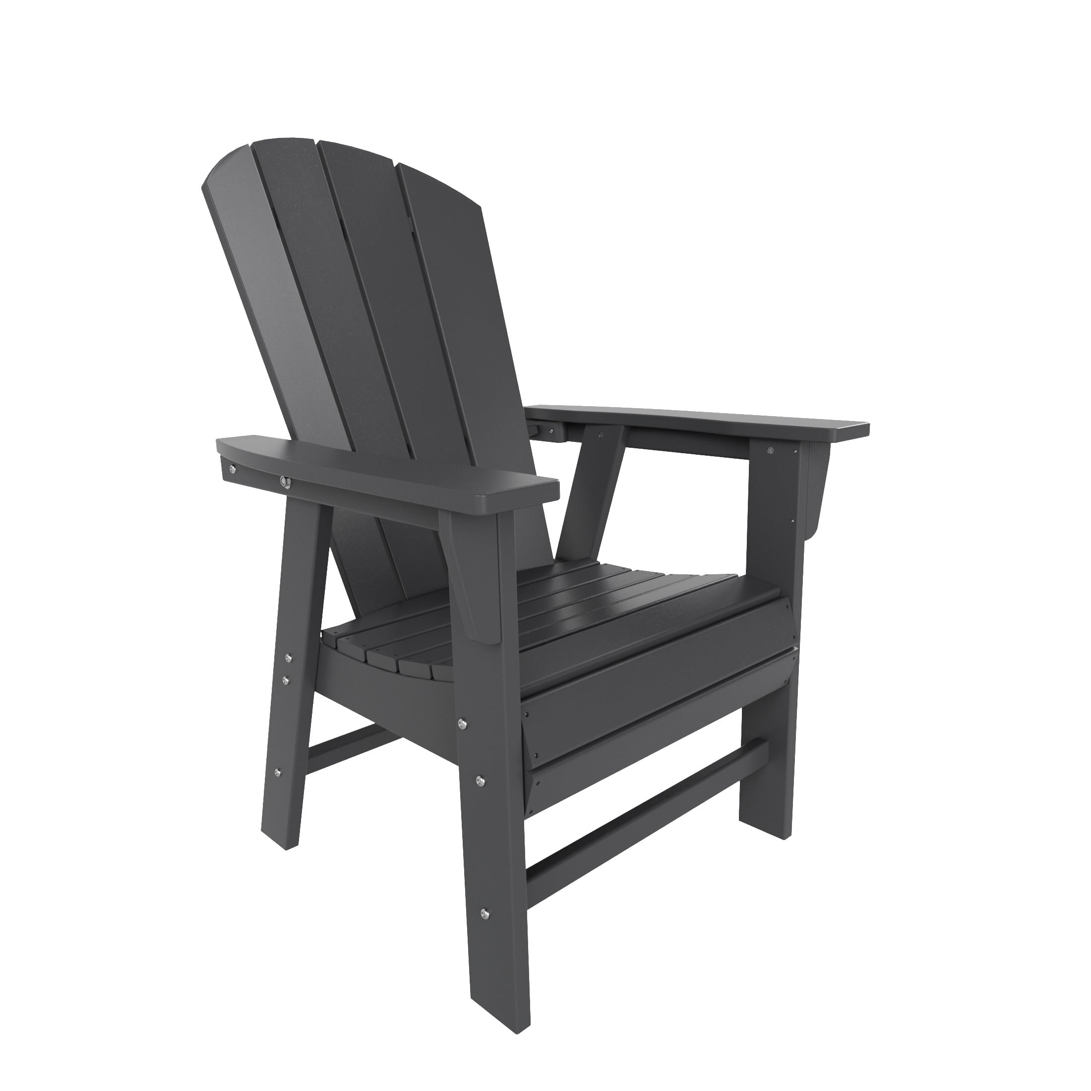 WestinTrends Malibu 5 Piece Adirondack Outdoor Dining Set, All Weather Poly Lumber Patio Table and Chairs Furniture Set, 43" Trestle Square Dining Table and 4 Adirondack Dining Chair, Gray
