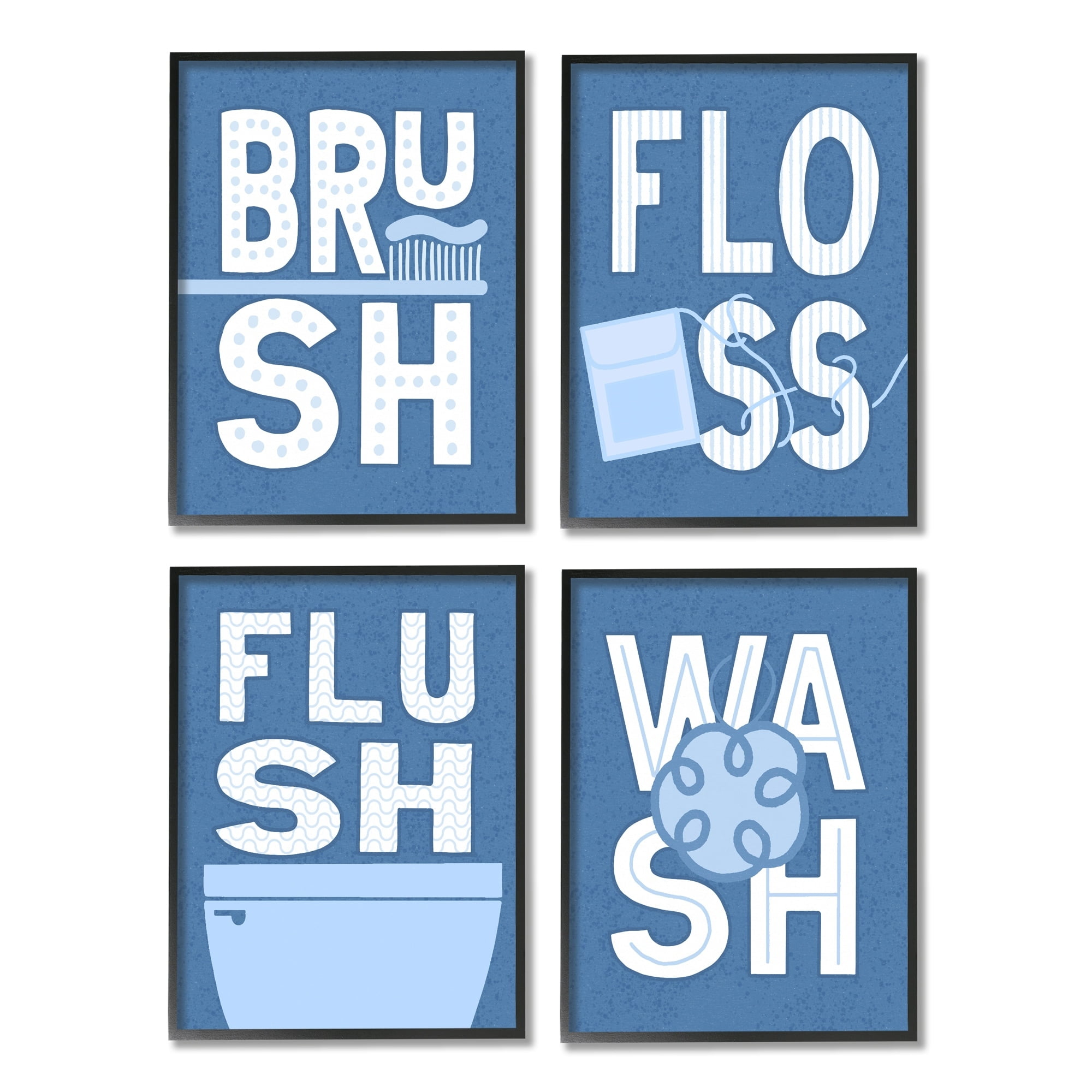 Stupell Industries Fun Flush and Floss Bathroom Hygiene Chores Dynamic Text ,16 x 20, Design by Raye Allison Creations