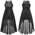 thumbnail image 3 of Aislor Big Girls Sequins Romper Formal Dress Birthday Evening Chiffon Ball Gown 6-16 A Black 6, 3 of 7