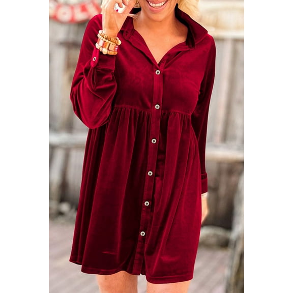 Redhotype Velvet Red Ruffle Dress: Everyday Elegance Fit