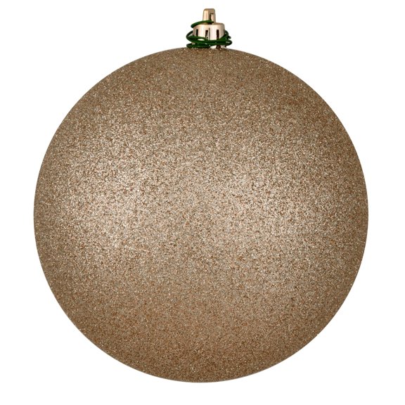 Pemberly Row 10" Contemporary Plastic Ball Ornament in Glitter Oat Beige