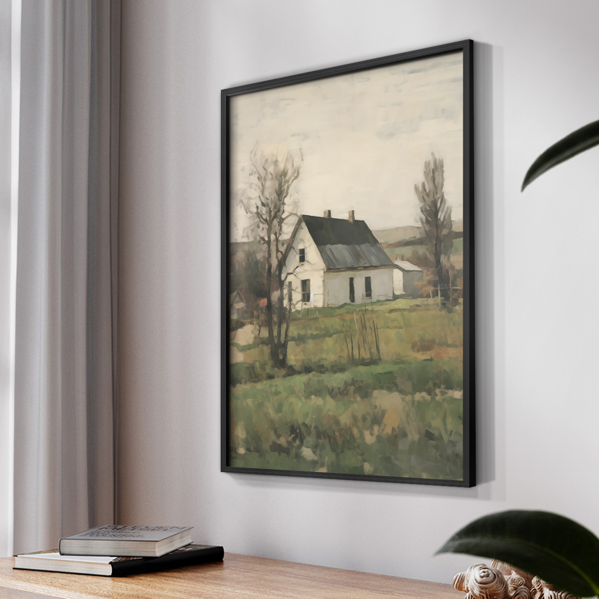 Vintage Landscape XI - 14in. x 11in. Vintage Framed Print in Black Wood Frame
