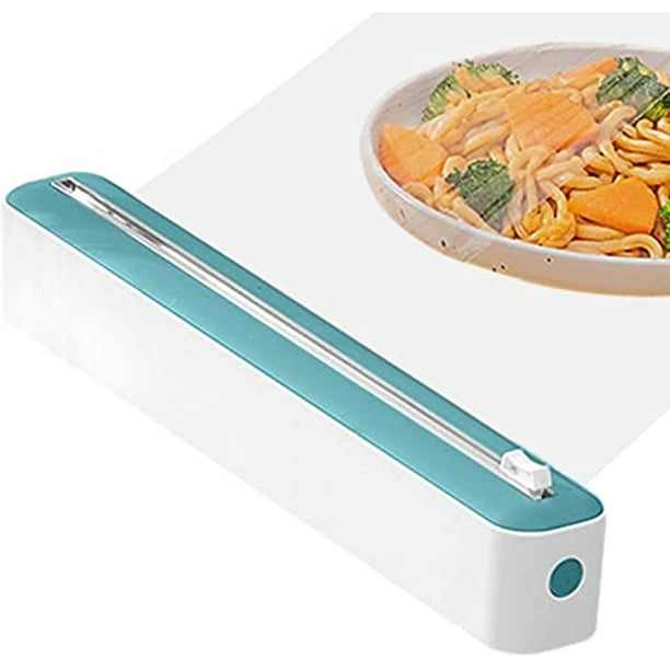 Distributeur De Film Alimentaire Magnétique 2 En 1, Boîte De Rangement Avec  Coupe-Film Étirable, Accessoires De Cuisine bleu