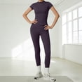 thumbnail image 2 of NMMUED Womens Two Piece Workout Sets Slim Fit Short Sleeve Shirt High Waist Leggings Yoga Outfits Matching Gym Set Dark Purple XL, 2 of 8