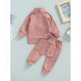 thumbnail image 4 of Genuiskids Toddler Baby Boys Girls Fall Winter Clothes Color Block Patchwork Half Zip Hoodie Sweatshirt Pants 2PCS Outfits Set, 4 of 8