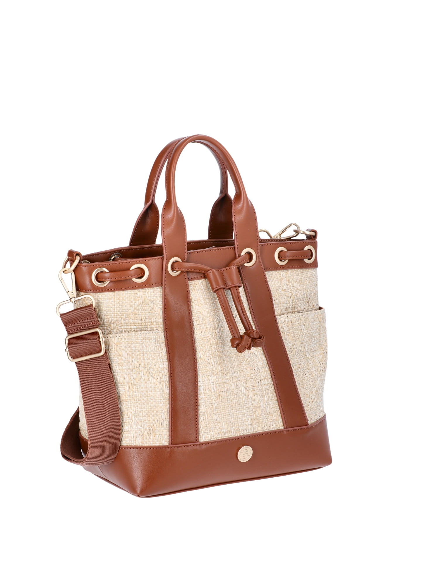 Time and Tru Leighton Women's Mini Bucket Bag, Woven