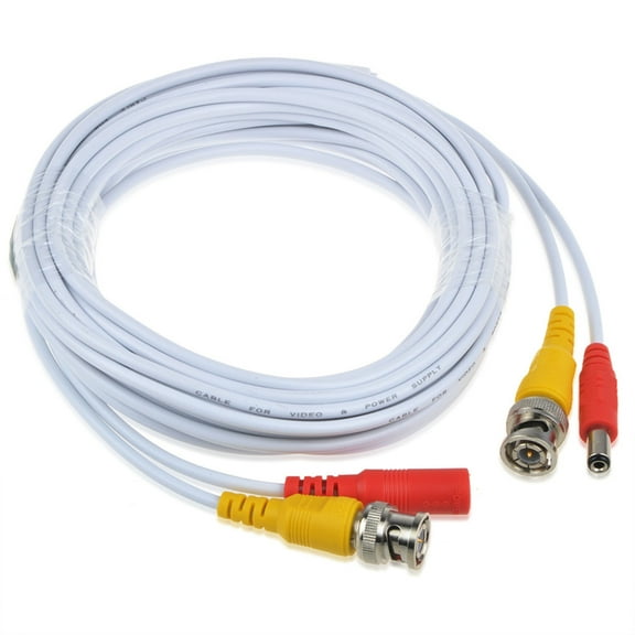 KONKIN BOO 25ft White BNC Video Power Siamese Cable replacement for Analog AHD CVI CCTV Camera DVR Kit