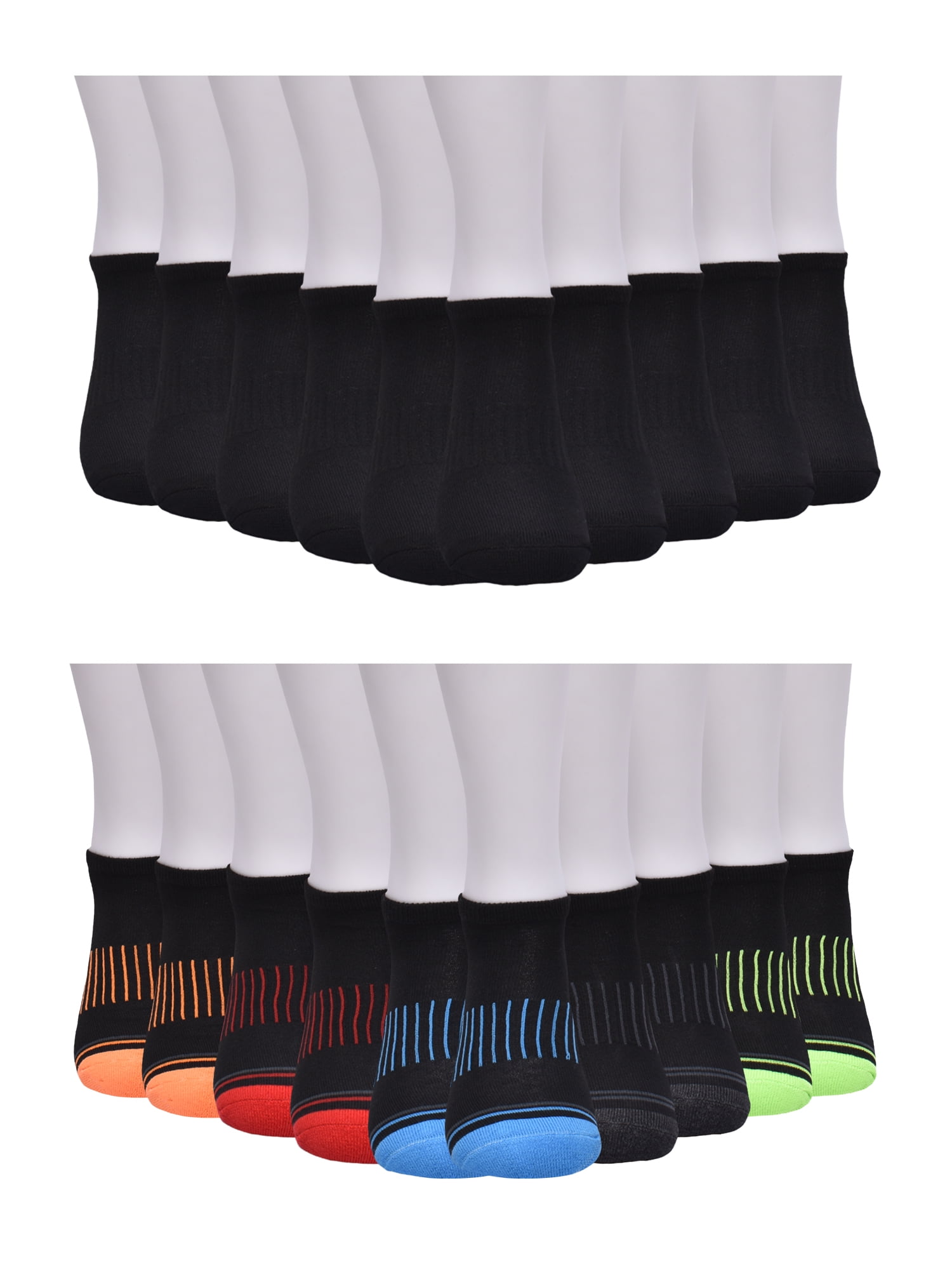 Wonder Nation Boys No Show Socks, 20-Pack, Sizes S (6-10.5) - L (4-10)