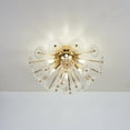 thumbnail image 4 of Noble House 19.7" Flush Mount Ceiling Light, Modern Flower Glass Petal Chandelier for Bedroom and Hallway, Golden, 4 of 6
