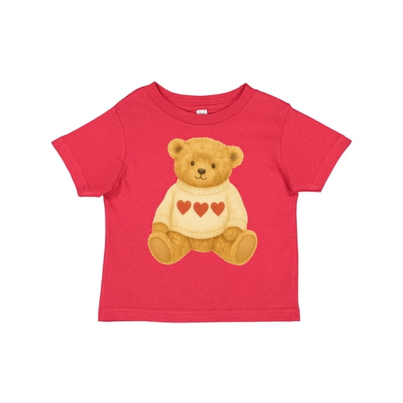 Inktastic Adorable Vintage Bear Sweater with Hearts Boys or Girls Toddler T-Shirt