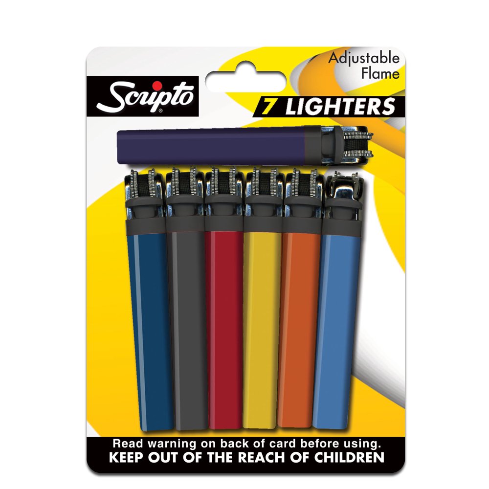 Scripto Views Adjustable Flame Pocket Lighters, 7 count