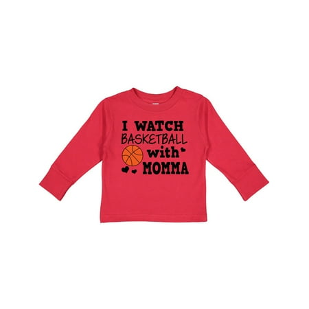 

Inktastic I Watch Basketball with Momma Gift Toddler Boy Girl Long Sleeve T-Shirt