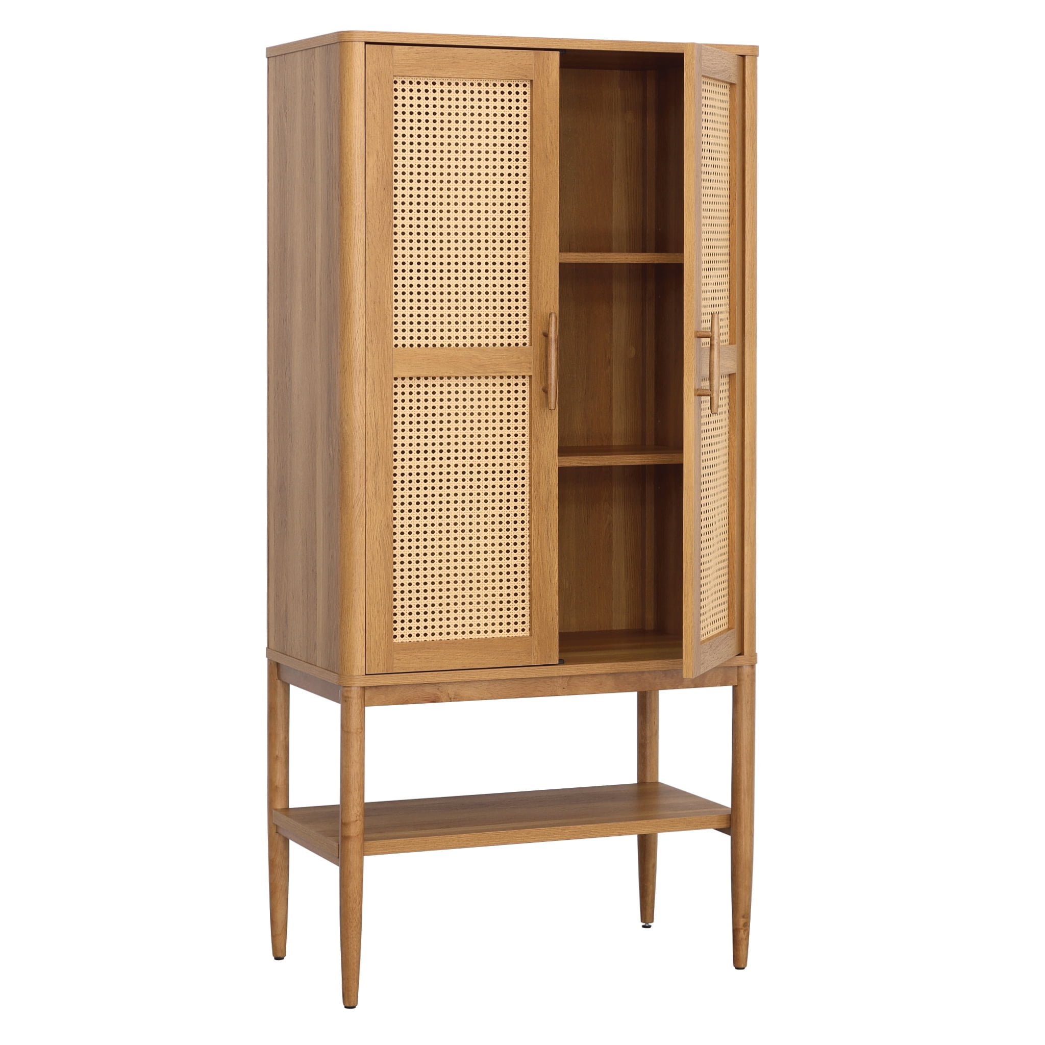 Better Homes & Gardens Springwood Caning Storage Cabinet, Light Honey Finish  (图4)