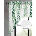 thumbnail image 2 of Green Weeping Eucalyptus Swag Valances for Windows, Small Curtains Drapes, Spring Summer Country Leaves Kitchen Window Curtains Over Sink Window Treatment Valance for Bedroom/Bathroom 56"x36", 2 of 5