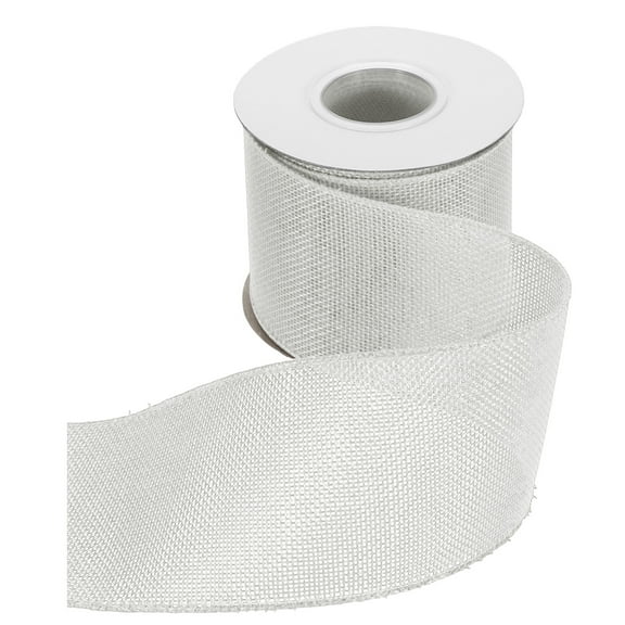 Uxcell Burlap Wired Ribbon 3" x 10 Yard Wired Edge Ribbon Woven Strap, White