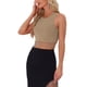 thumbnail image 4 of Camiseta sin mangas de verano INSPIRE CHIC para mujer, camiseta casual, talla S, marrón oscuro, 4 of 5