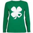 thumbnail image 1 of T-Shirt à Manches Longues Vert pour Femmes avec Cœur de Trèfle pour la Saint-Patrick, 1 of 1