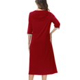 thumbnail image 4 of Defitshape Women's 3/4 Sleeve Robe House Coat Zipper Bathrobes Full Zip Home Baggy Knit Basic Nursing Housecoat Duster Robe Pocket Burgundy 10-12, 4 of 5