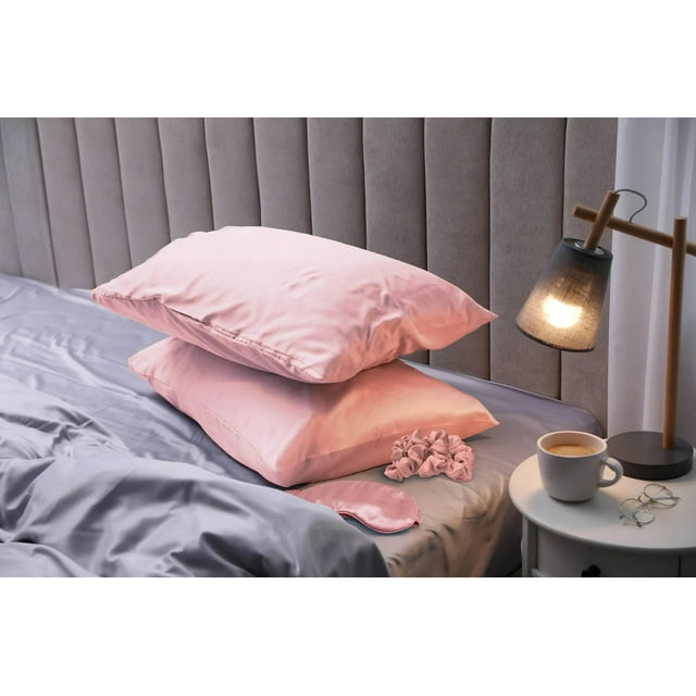 Swift Home 6-Piece Satin Pillowcase Gift Set with Eye Mask and Scrunchies, Rose Gold