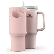 Silicone Boot Skin for Stanley 40oz Tumbler with Handle - Protective Full Sleeve for Quencher Adventure Cup, Bumper Case with Featured Logo (Soft Pink)