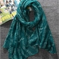 thumbnail image 2 of Yuanlong Winter Scarves Ladies Lightweight musical note Pattern Scarf Crepe Spring Elegant Shawls Wraps Green One Size, 2 of 2