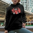 thumbnail image 2 of Feeling Lucky, Love You with Dice, Retro Valentine's Day Gift, Black Hooded Sweatshirt or Hoodie, Small, 2 of 5