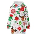 thumbnail image 3 of Vestido corto de sudadera con capucha y bolsillos con estampado navideño para mujer informal a la moda Pompotops  hdfakjf924, 3 of 4