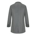 thumbnail image 5 of Men Trench Coat Winter Long Peacoat Business Casual Solid Turndown Winter Warm Button Classic Dressy Long Coat Gray XXL, 5 of 6