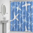 thumbnail image 6 of Summer White Bathroom Shower Curtain, Blue Starfish Ocean Marine Life Coastal Waterproof Washable Soft Bath Curtain for Bathtub Decor with 12 Hooks&Grommet, 72x72 Inch, 6 of 9