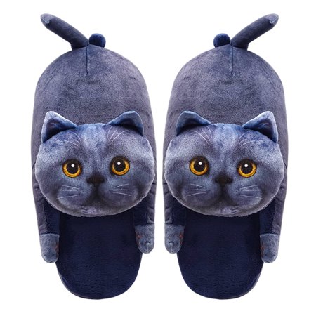 

SHYUU Fuzzy Cat Slippers for Women Indoor and Outdoor Funny Animal House Shoes with Soft Memory Foam Comfy Plush Warm Slip-on Slippers Unique Cat Gifts for Women/Men/Girls